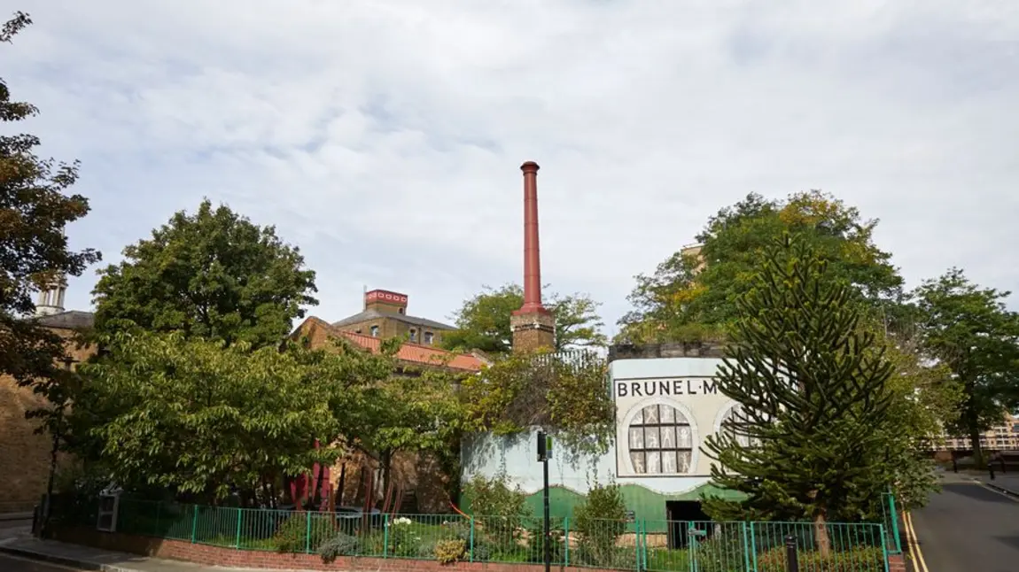 Image of outside buildings of the Brunel Museum including Engine Shaft