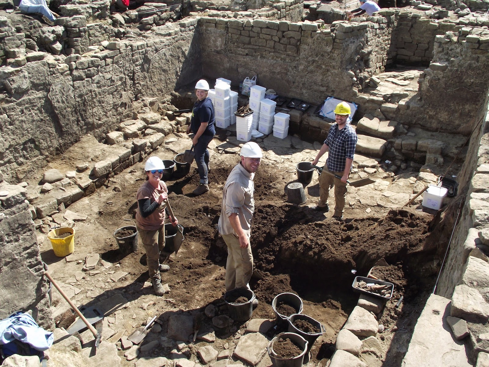 Archaeologists working on Roman baths