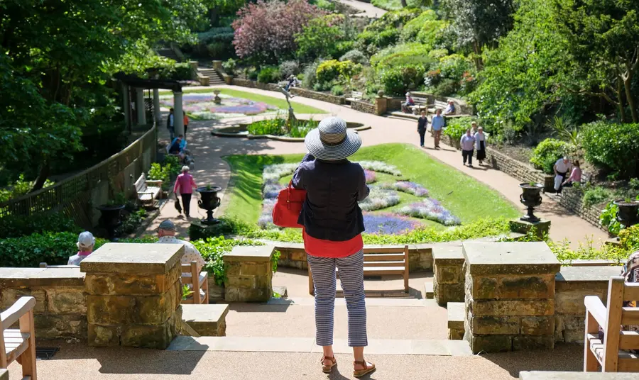 A person overlooking Scarborough South Cliff Gardens