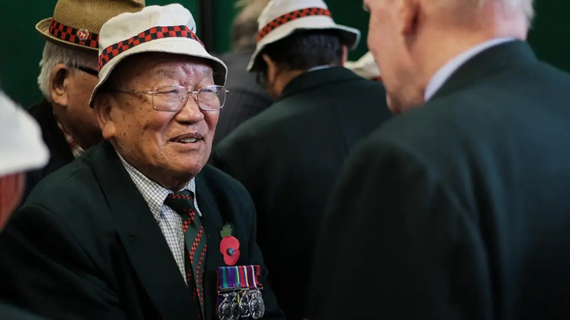 A Gurkha army veteran at an event