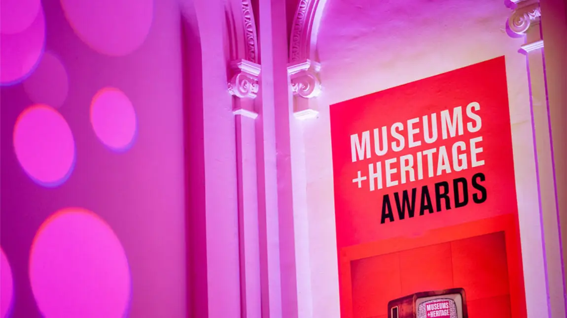 Museums and Heritage sign at the awards ceremony