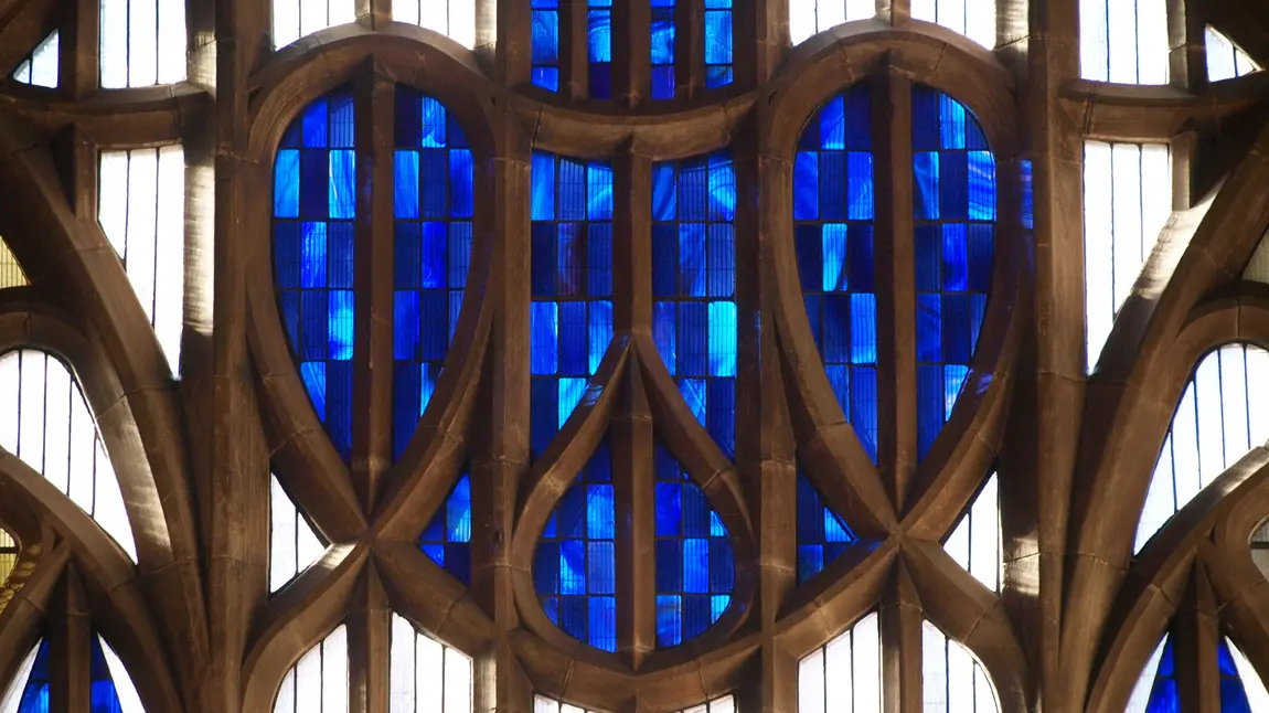 The Blue Heart Window at Queens Cross Church