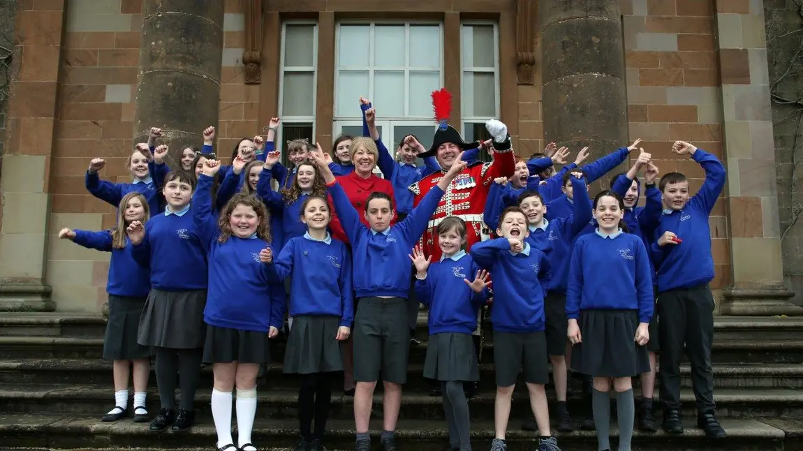 School children visiting Hillsborough Castle