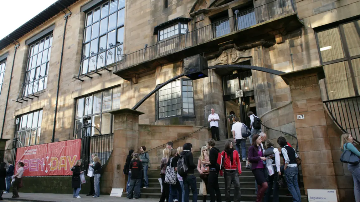 People outside Glasgow School of Art